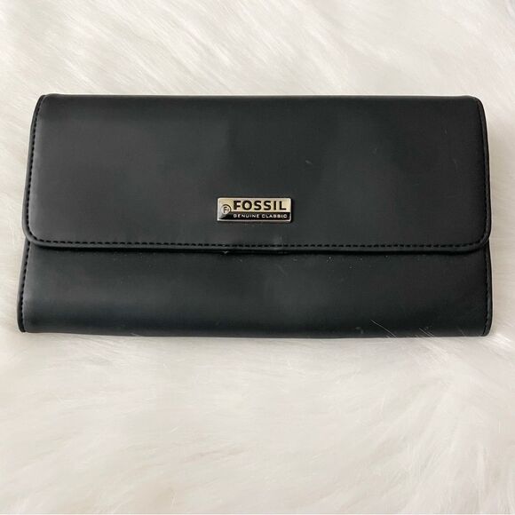 Fossil Handbags - NWOT Fossil Black Vegan Leather Bi-Fold Wallet
